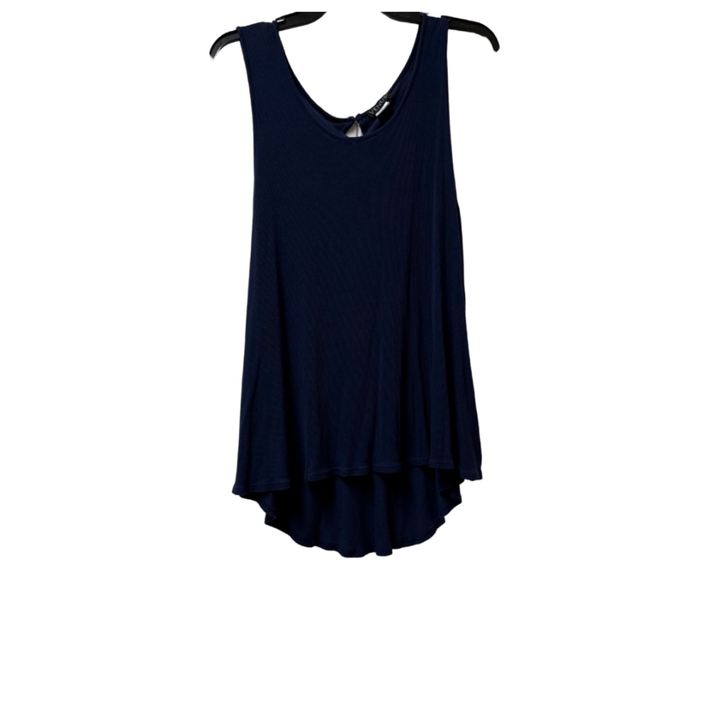 Vensus Blue Sleeveless Tank Top Size 1X | High-Low Hem | Button Back